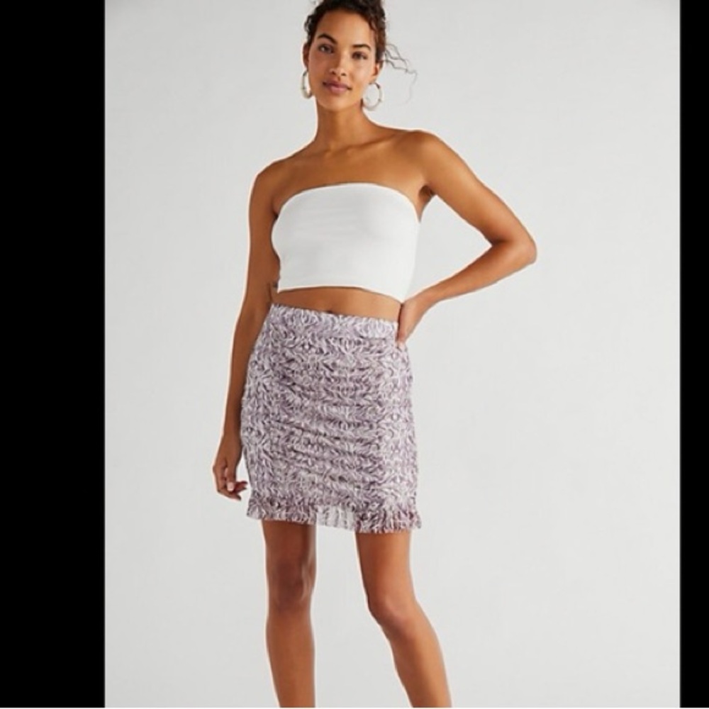 FREE PEOPLE Print Ruched Skirt